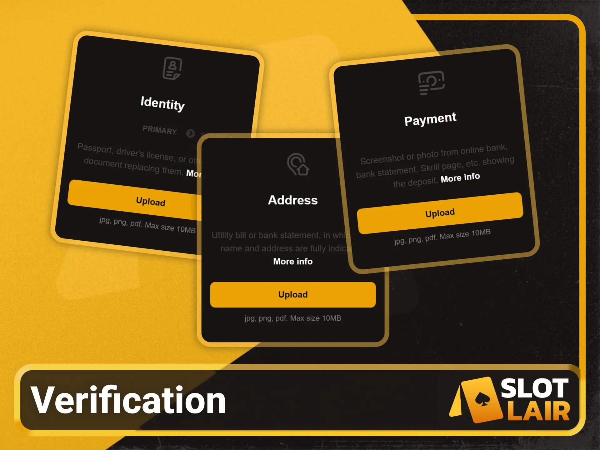 Complete your identity verification on the Slotlair official gambling platform.