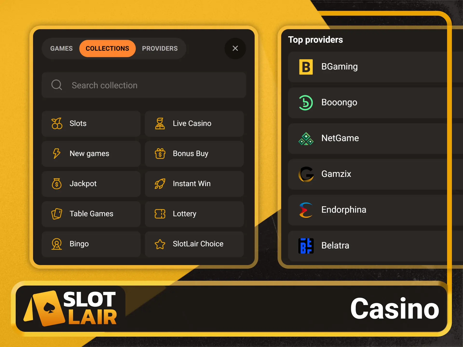 Play thousands of unique casino games on Slotlair official hub.