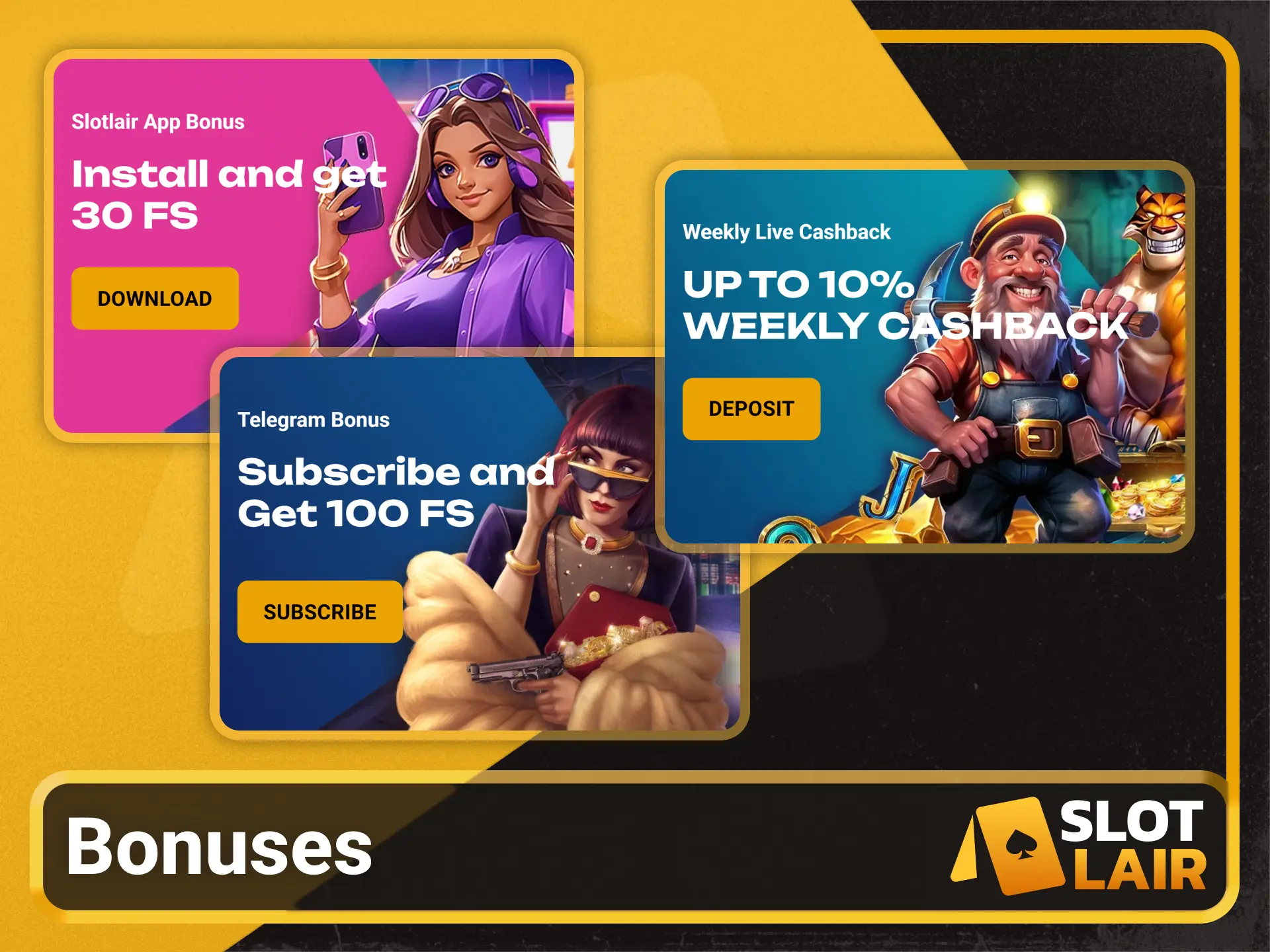Claim exclusive mobile download bonuses on the Slotlair official app.