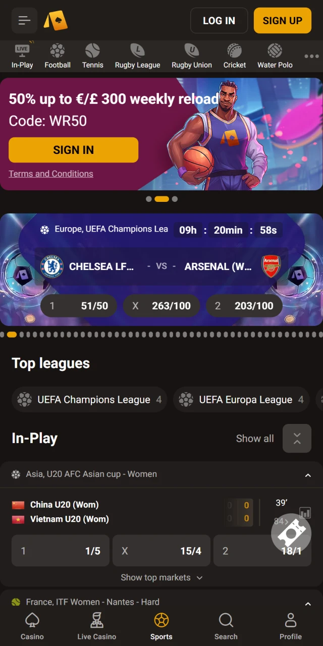 Check the mobile sports betting markets on Slotlair official app.
