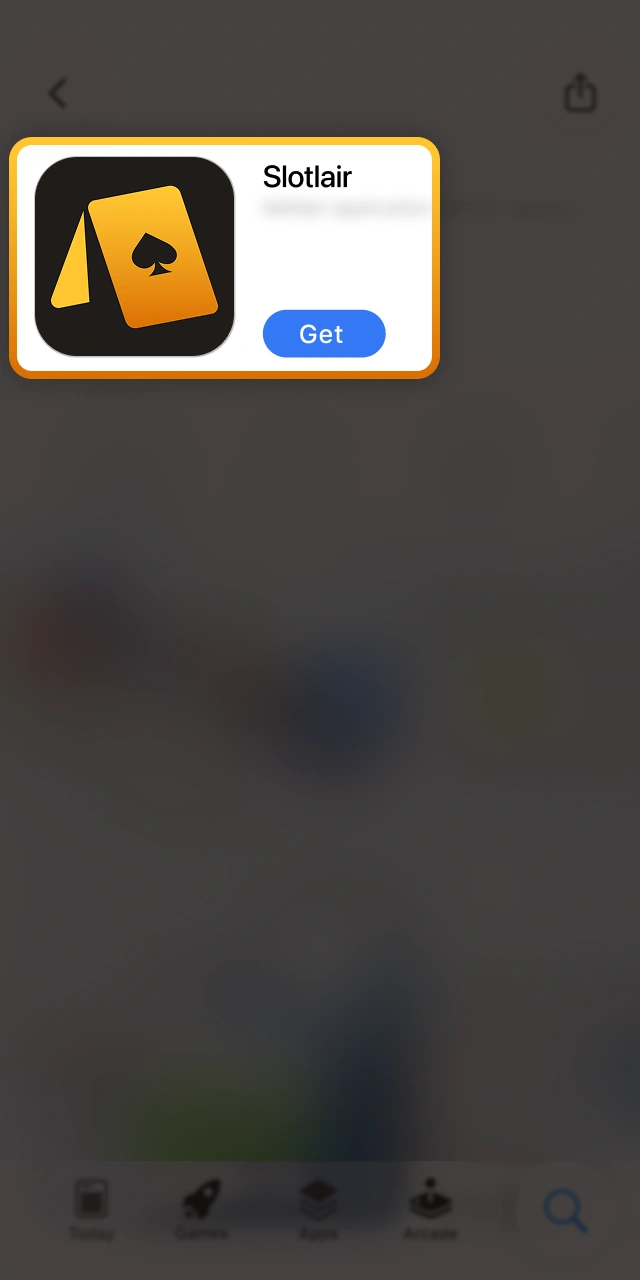 Tap the install button for the Slotlair official gaming application.
