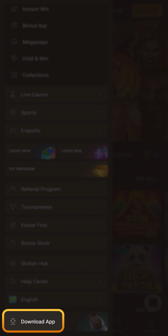 Open the iOS app store link from Slotlair official portal.