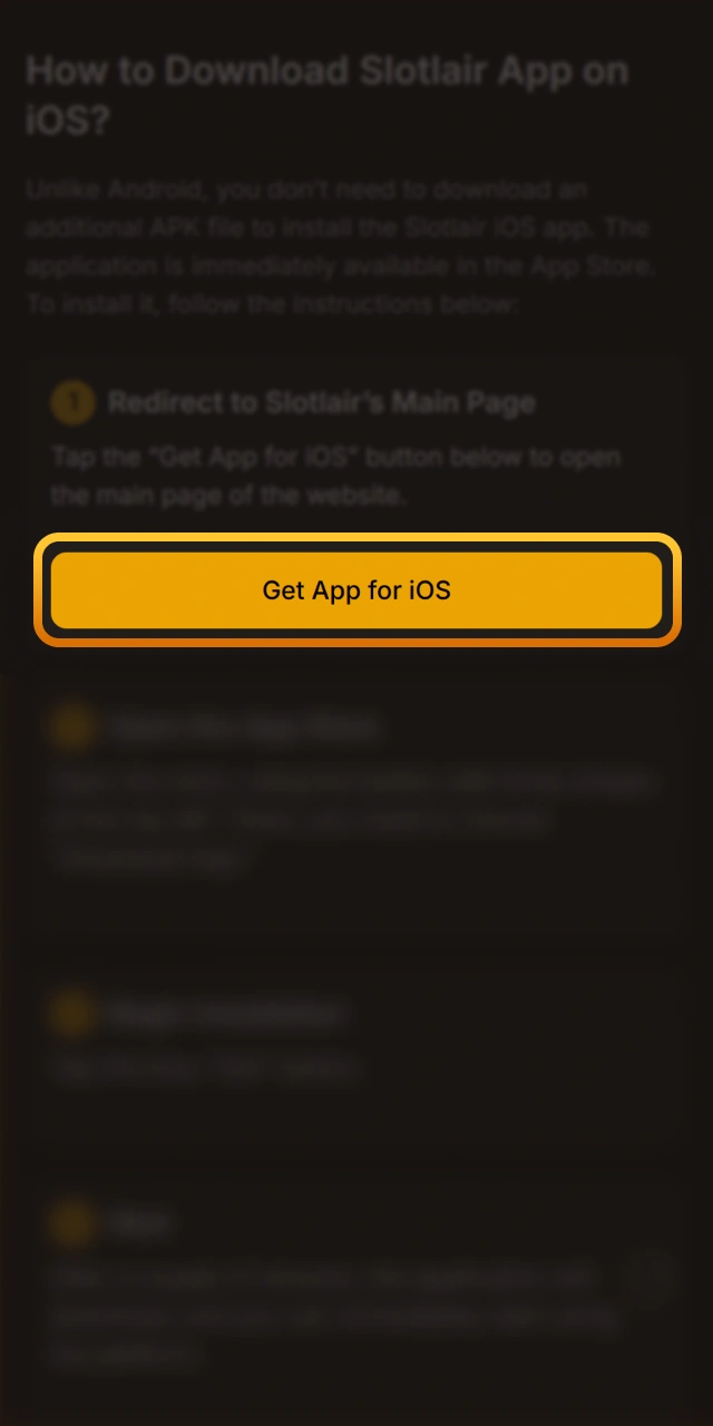 Visit the main mobile page on the Slotlair official website.