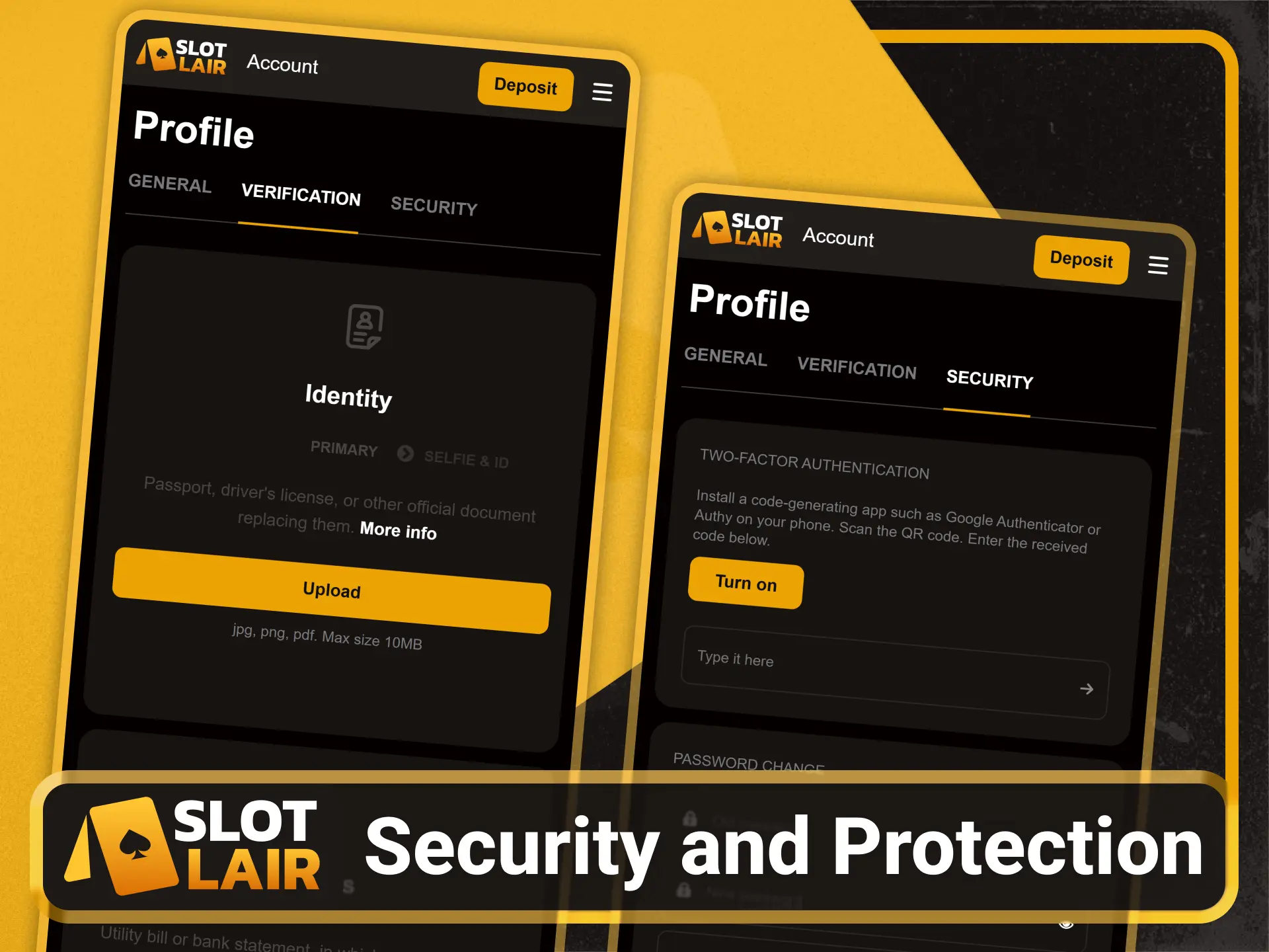Review high level security features on the Slotlair official app.