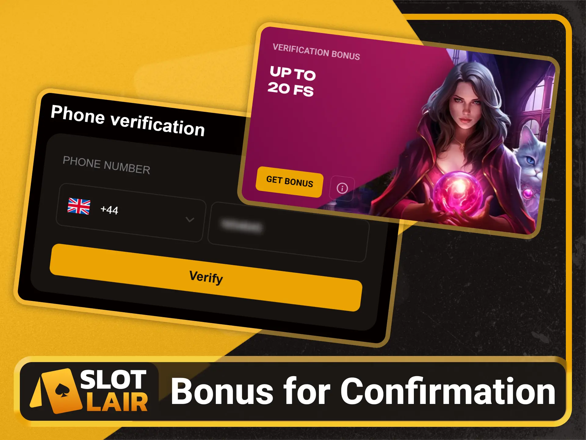 Get free spins for account verification on Slotlair official platform.