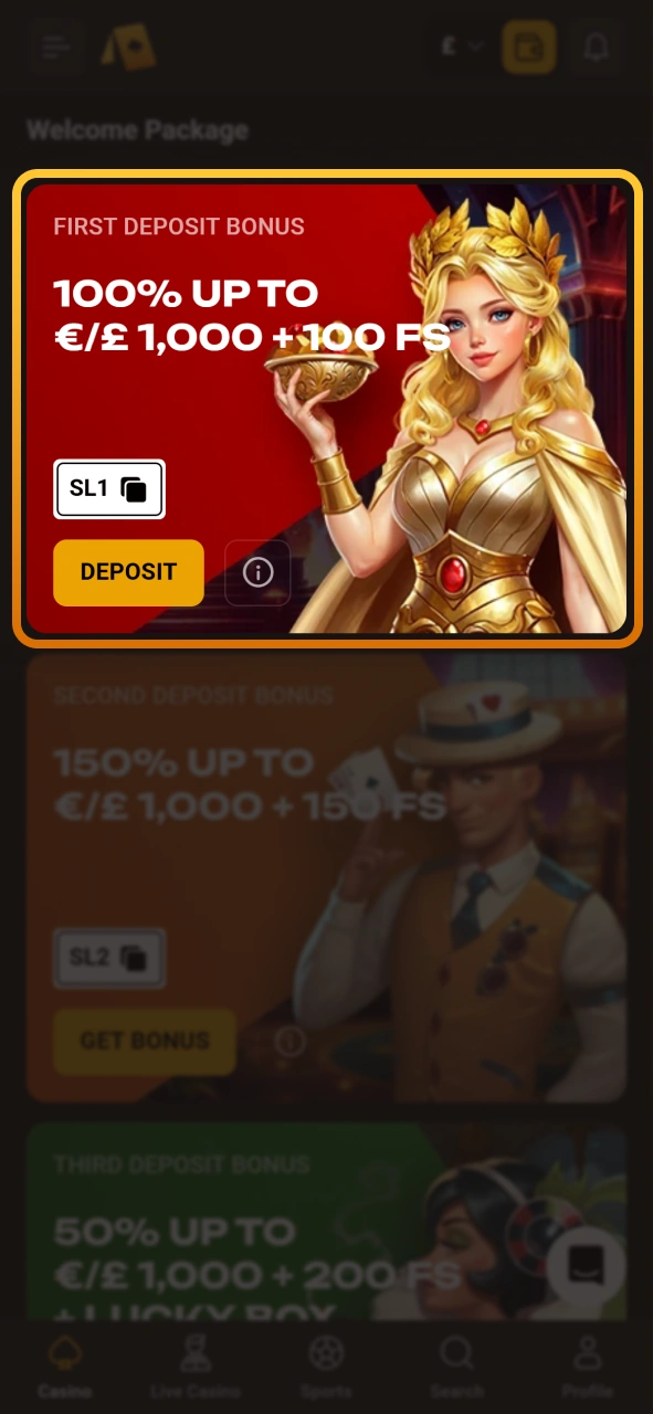 Choose your favorite bonus offer on the Slotlair official portal.