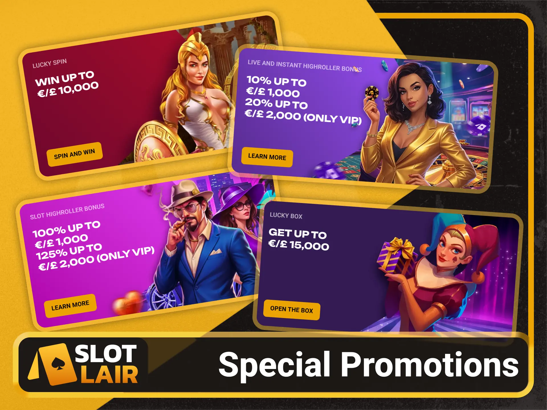 Spin the lucky wheel for prizes on Slotlair official portal.