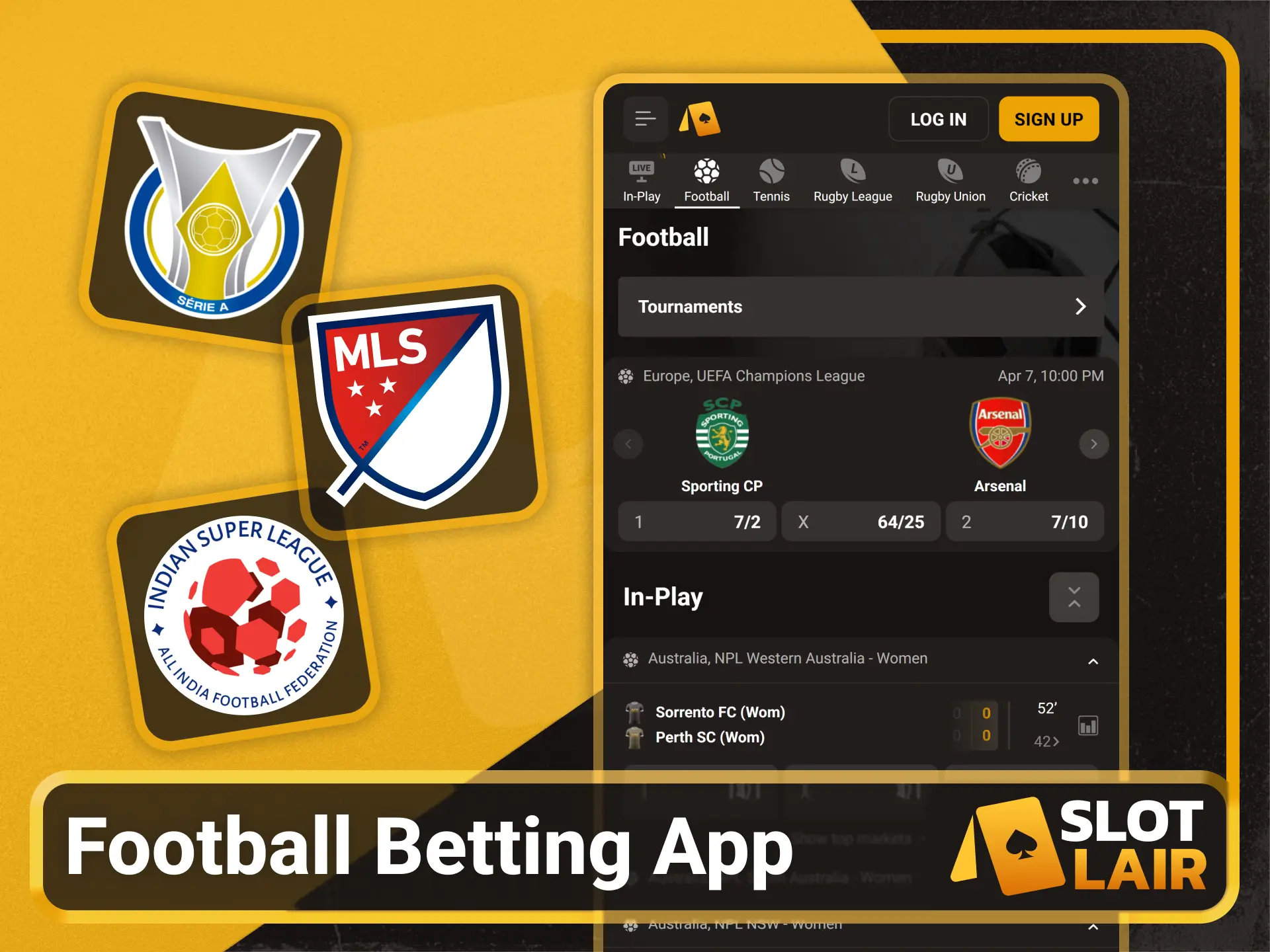 Download the mobile football betting app from Slotlair official app.