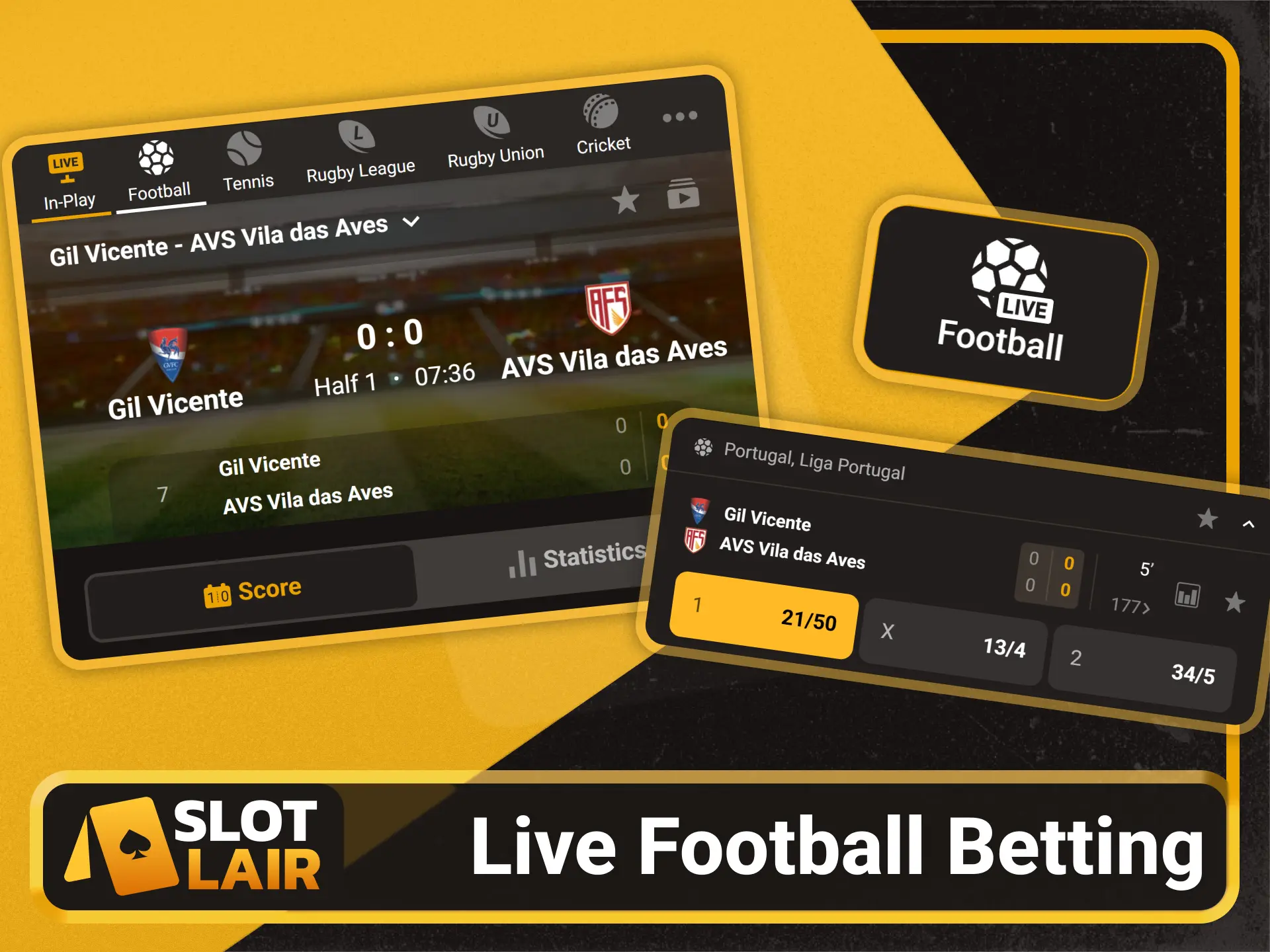 Place live football wagers via the Slotlair official betting platform.