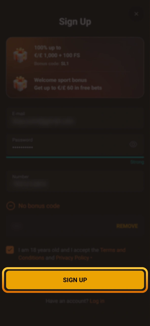 Complete the registration process on the Slotlair official gaming site.