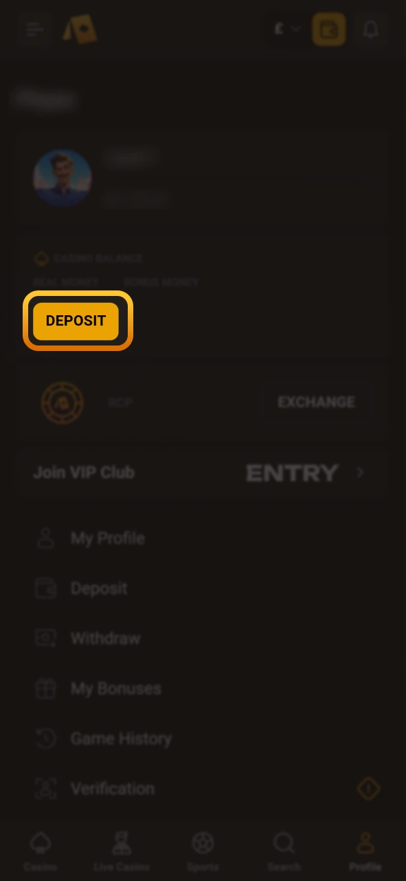 Open the secure deposit section on the Slotlair official platform.