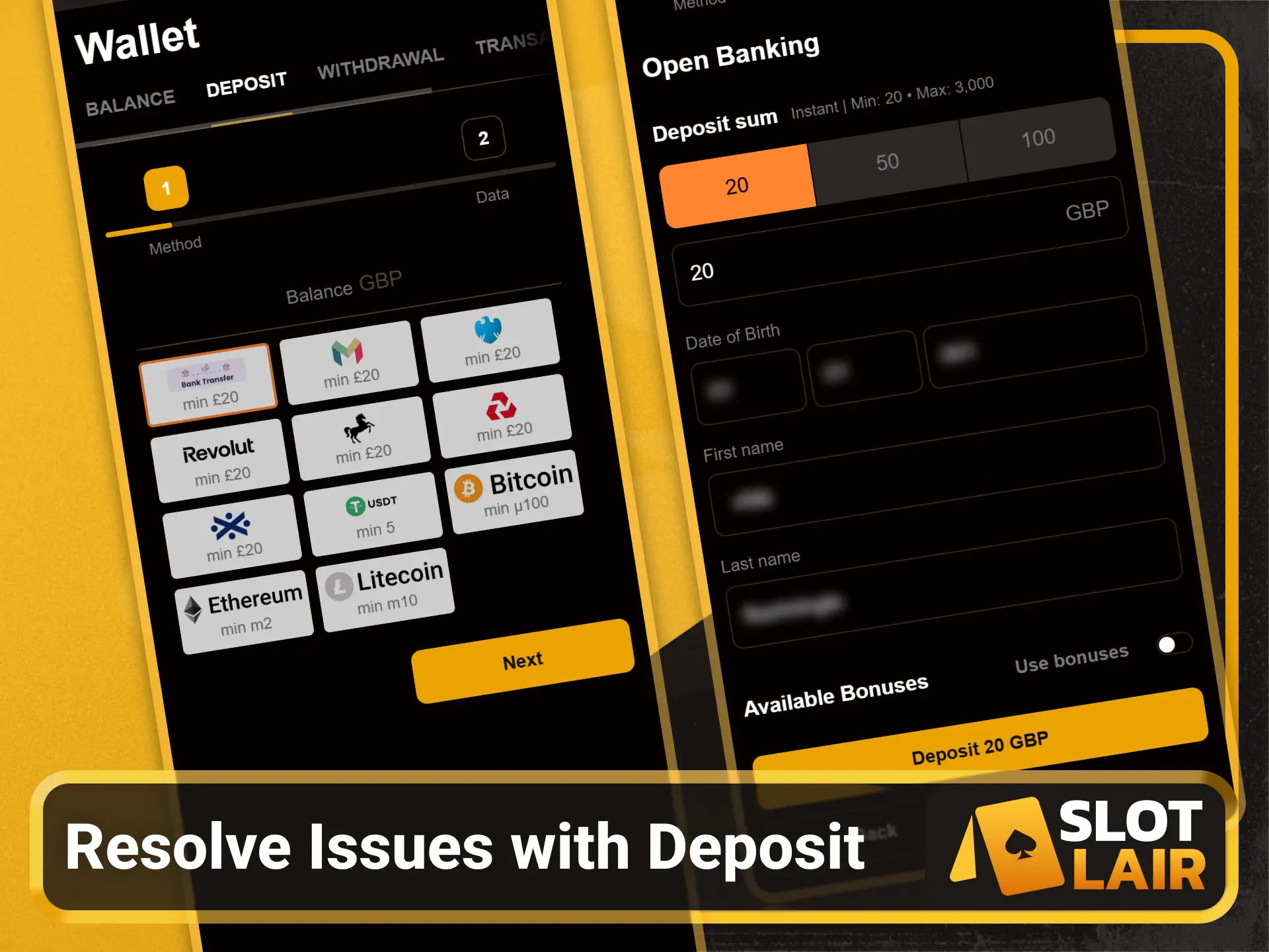 Solve common deposit payment errors on the Slotlair official site.