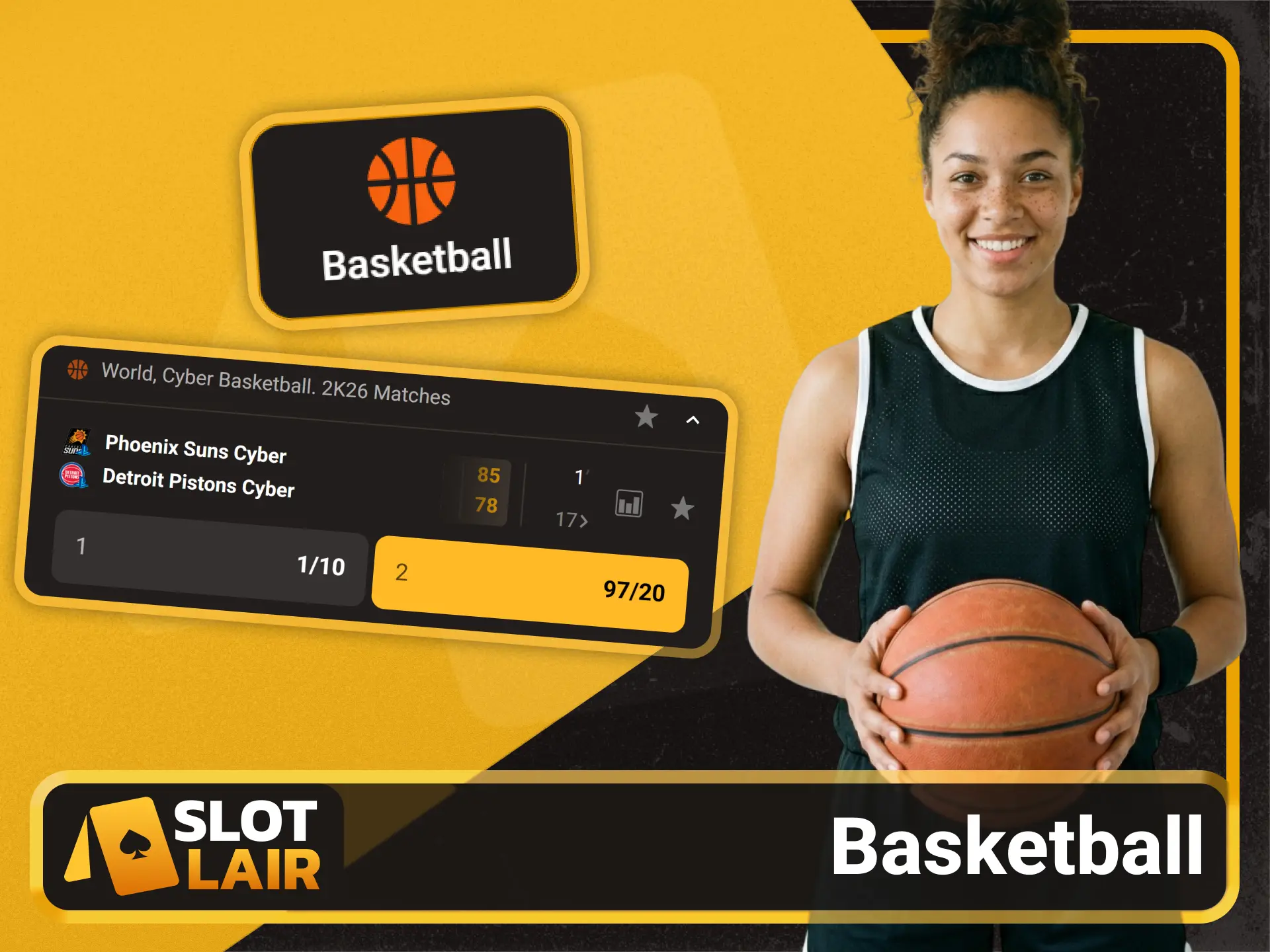 Bet on NBA and international basketball at Slotlair official betting hub.