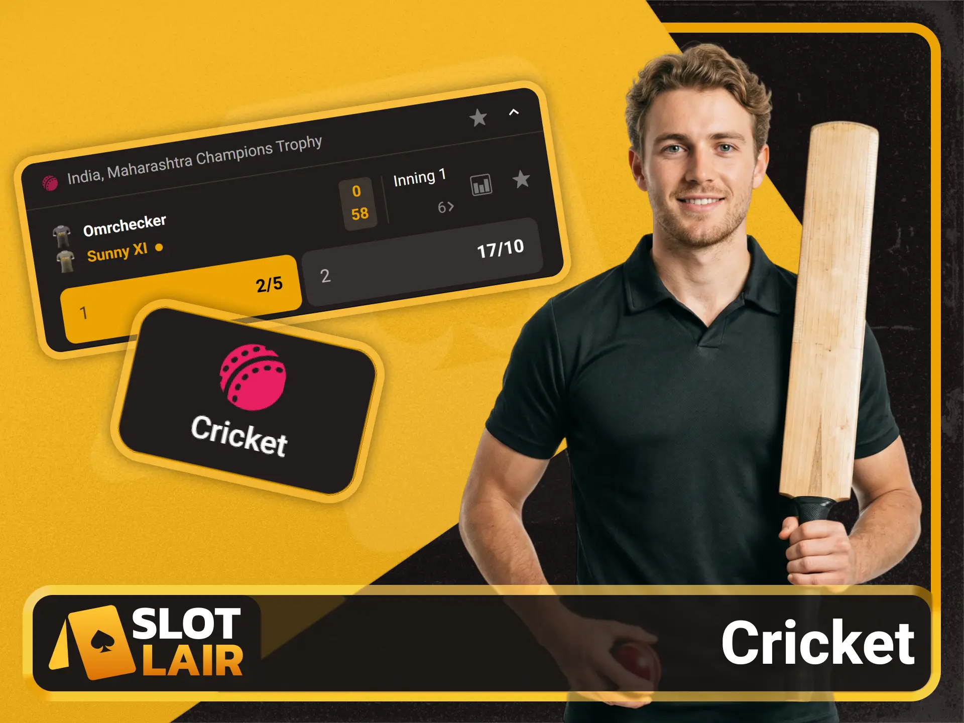 Bet on international cricket tournaments via the Slotlair official sportsbook.