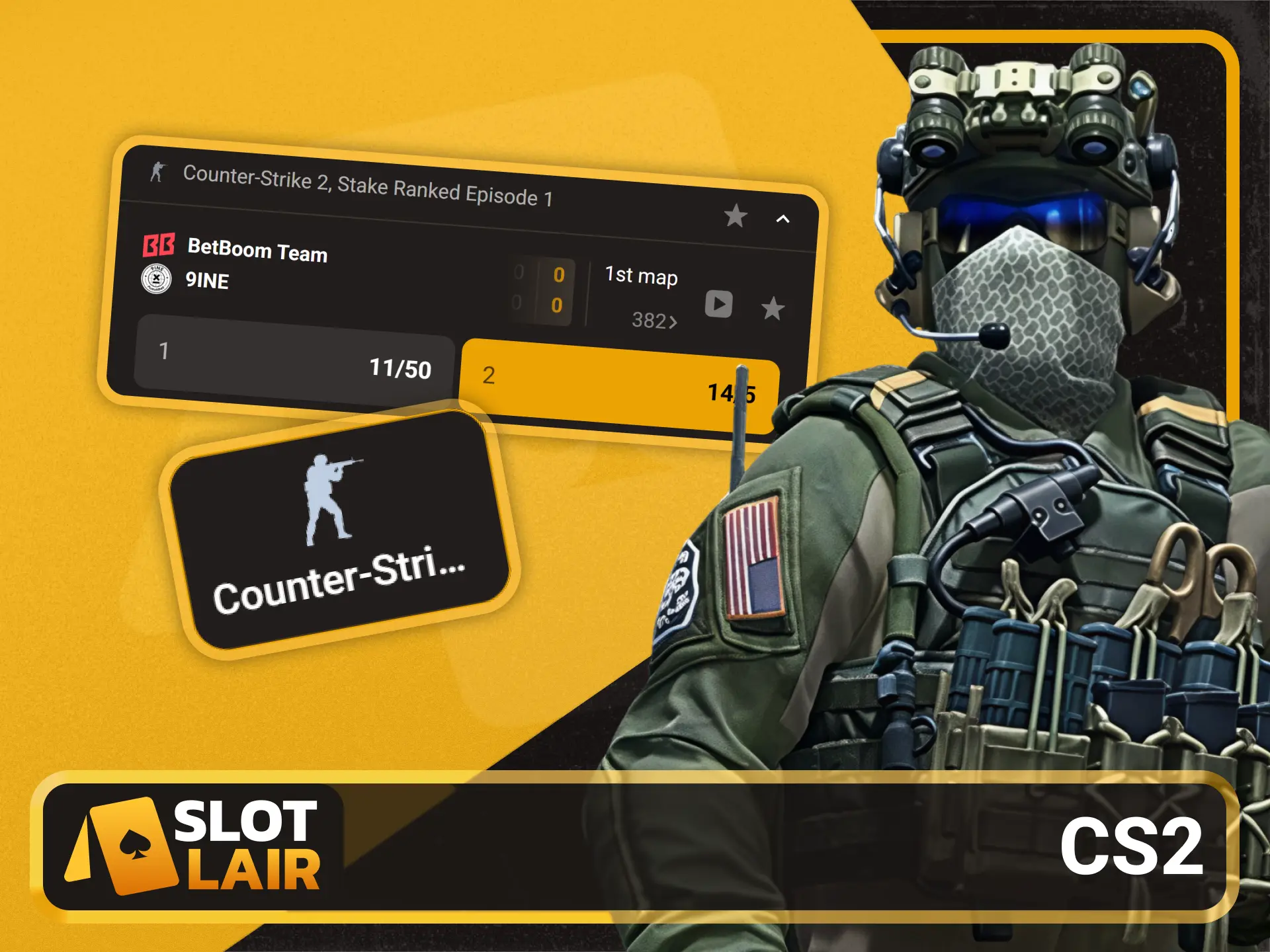 Bet on tactical CS2 esports tournaments via Slotlair official.