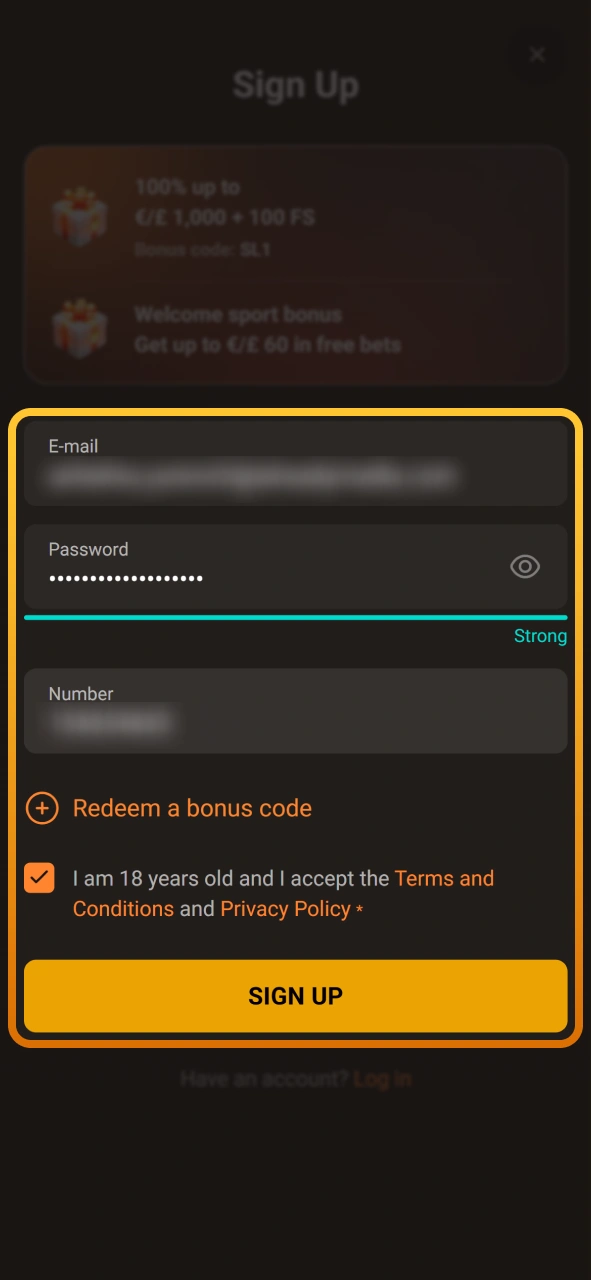 Create your sports betting account on the Slotlair official site.
