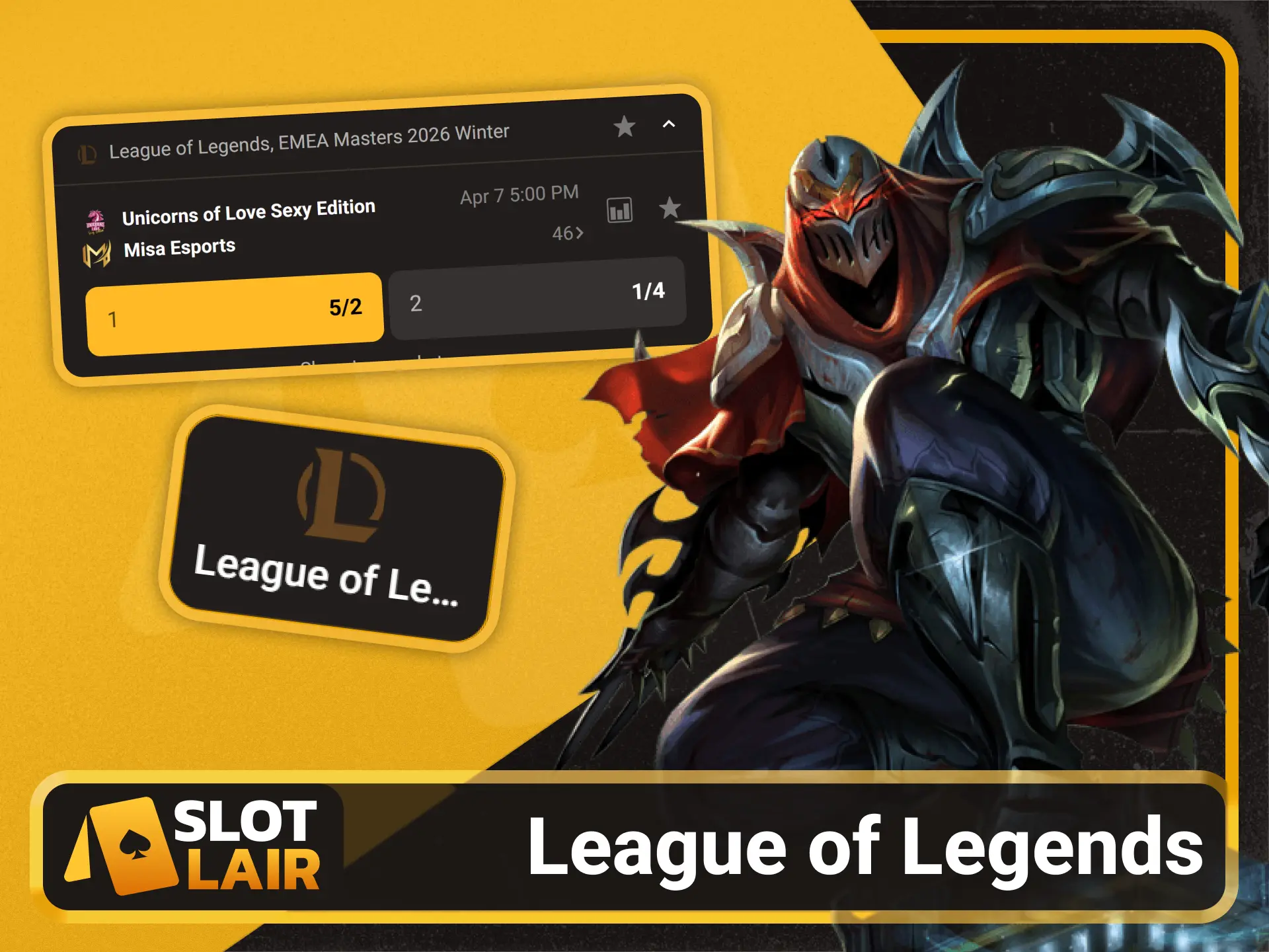Bet on global League of Legends events at Slotlair.