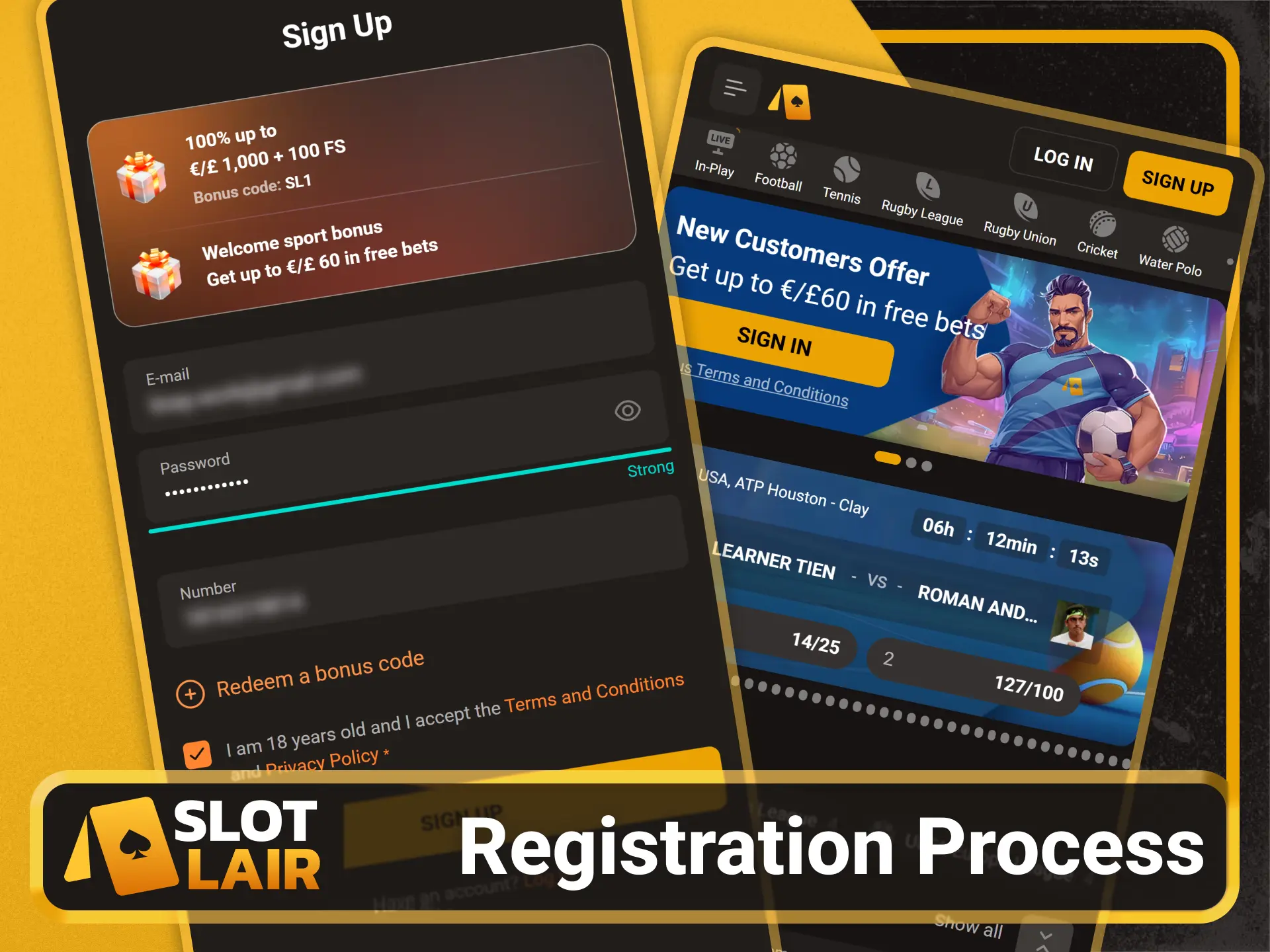 Follow the simple registration process on the Slotlair official gaming site.