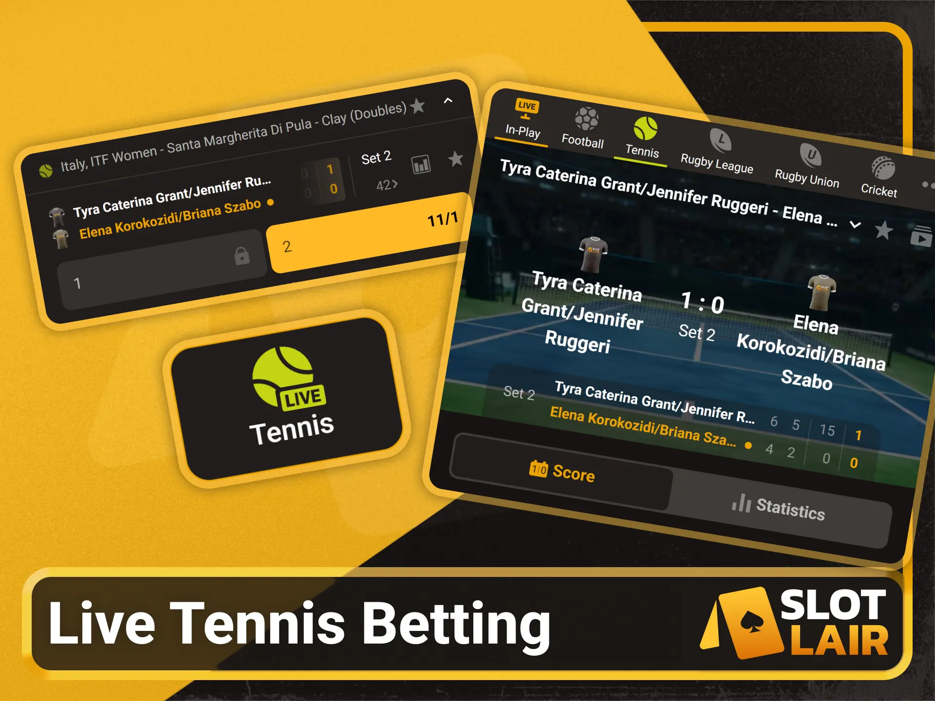 Place real time tennis wagers on the Slotlair official platform.
